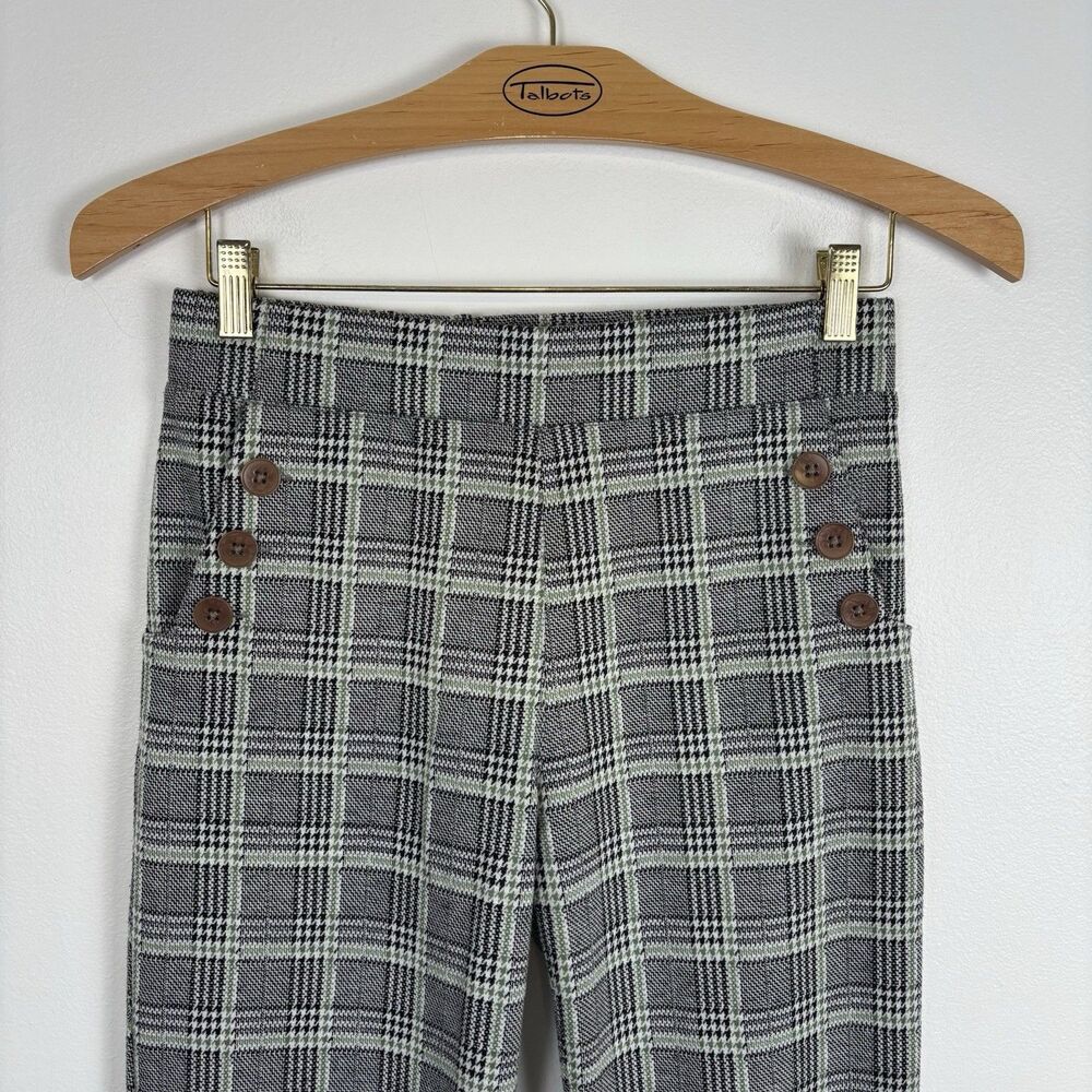 Betabrand Womens Size Medium Petite Plaid Houndstooth Straight Leg Pants Buttons